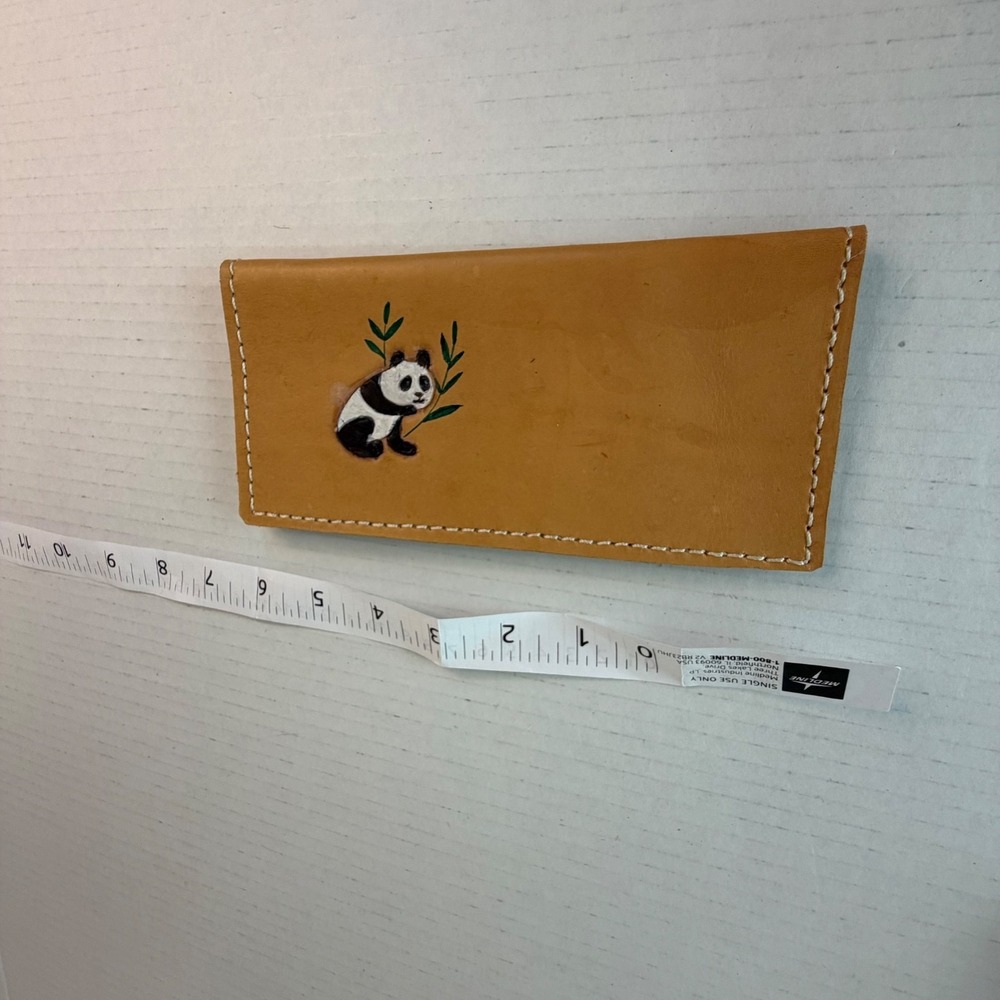 Vintage Hand Tooled Leather Panda Logo Bi-Fold Money Trucker Wallet